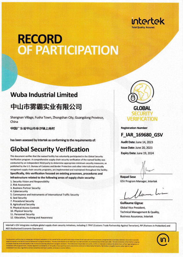 STEEL STAR certificate